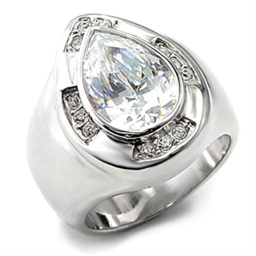 JCE236 Rhodium 925 Sterling Silver Ring with AAA Grade CZ  in Clear