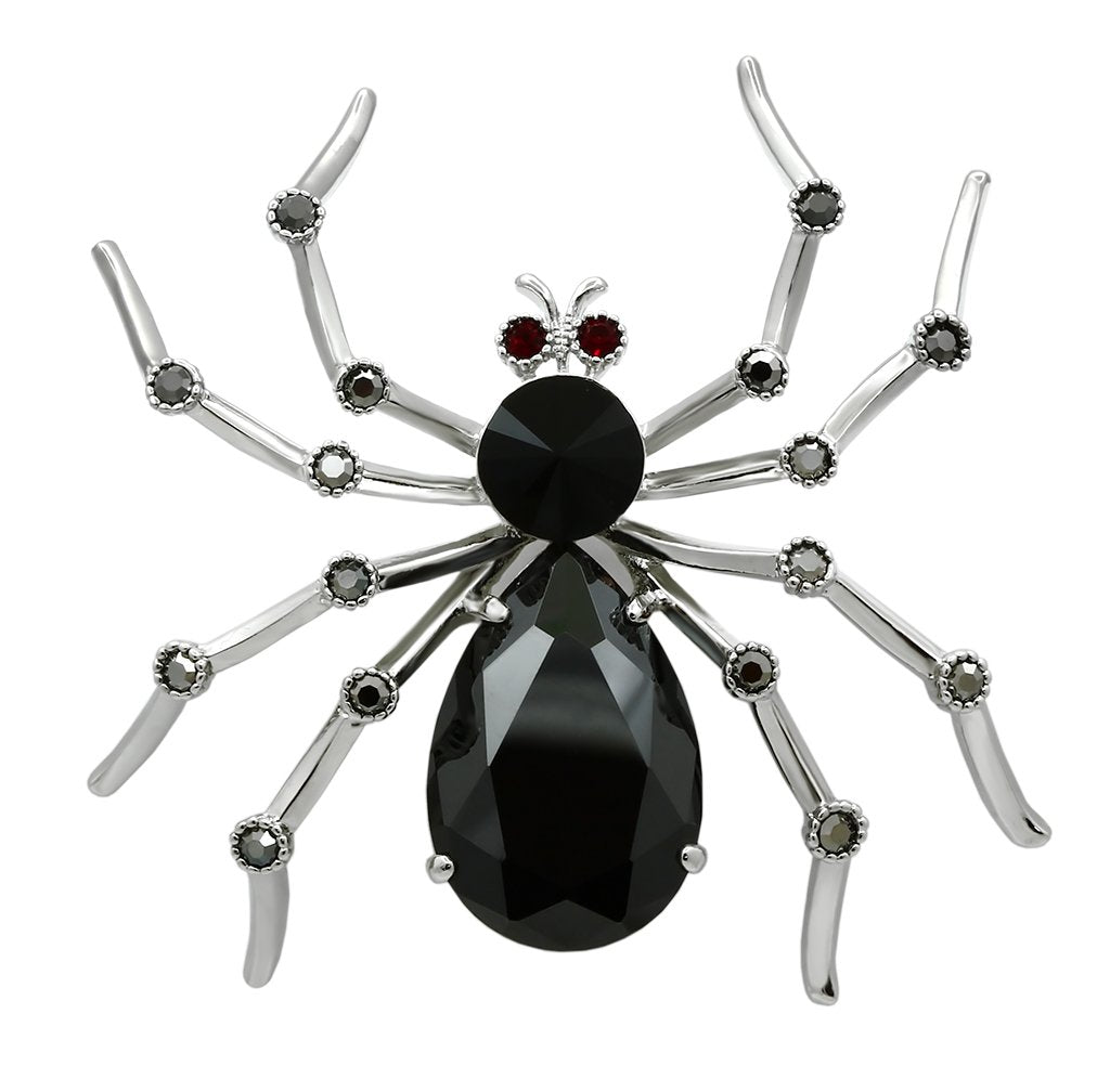 JCE2397 Imitation Rhodium White Metal Brooches with AAA Grade CZ  in Jet