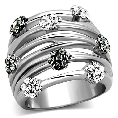 JCEATK1372 High polished (no plating) Stainless Steel Ring with Epoxy  in Jet