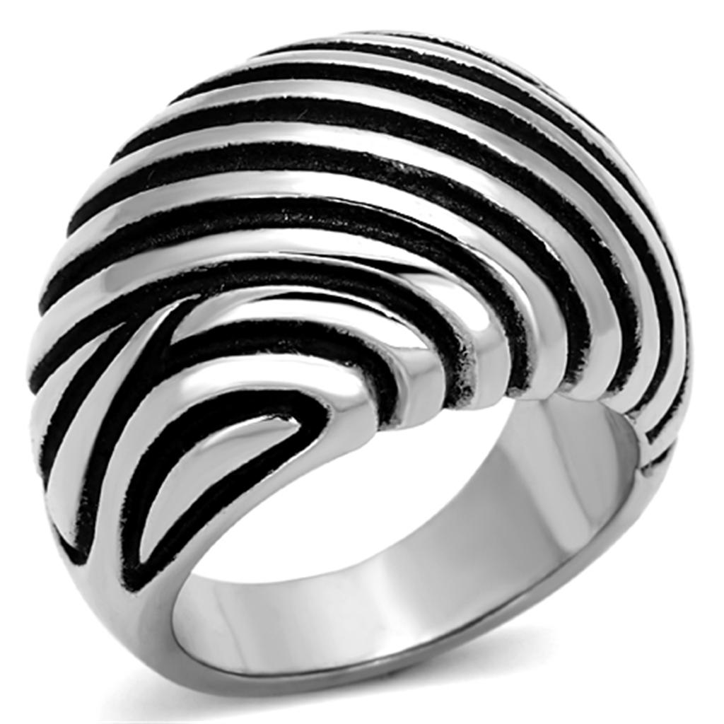 JCE929 High polished (no plating) Stainless Steel Ring with Epoxy  in Jet