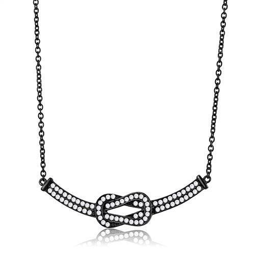 JCE3219 IP Black(Ion Plating) Stainless Steel Chain Pendant with AAA Grade CZ  in Clear